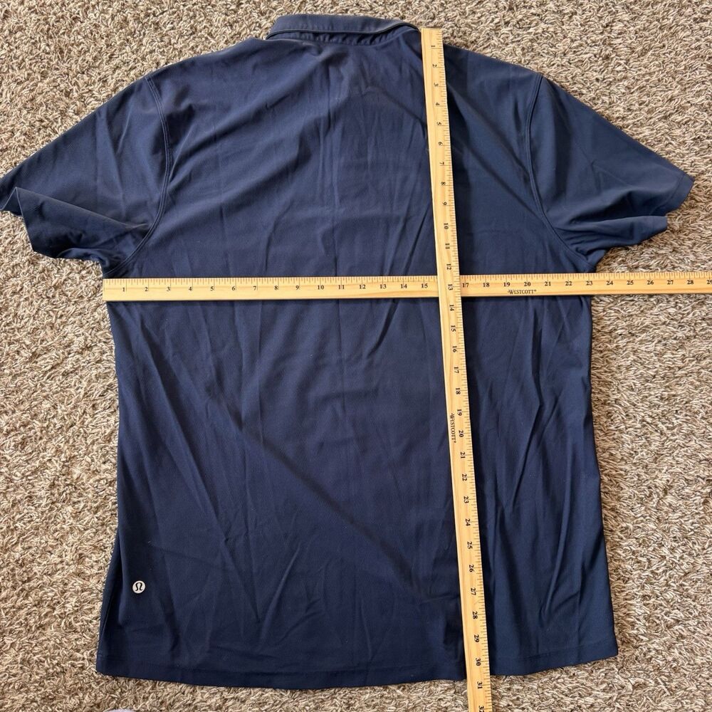 Lululemon Men's Navy Blue Textured Polo Shirt Short Sleeve Athletic Fit Stretch - Picture 5 of 5